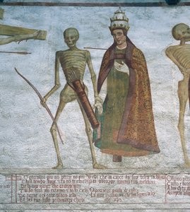 Morte che chiede al papa di ballare (dettaglio) da Simone II Baschenis