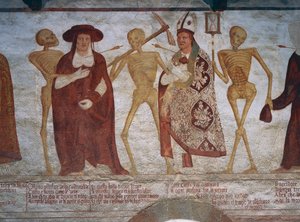 La morte che chiede al cardinale e al vescovo di ballare, (dettaglio) da Simone II Baschenis