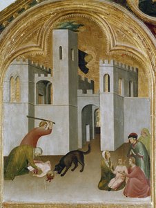 Il miracolo del bambino afferrato tra le fauci di un lupo (dettaglio) da Simone Martini