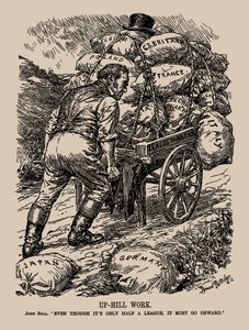 Lavoro in salita. John Bull. Anche se è solo mezza lega, deve andare avanti da Sir Bernard Partridge