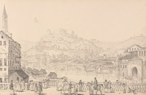 Album di 30 Vedute nel Tirolo e in Italia: Città di Verona e Castello di San Pietro da un altro ponte, 1° novembre 1840
