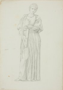 Figura drappeggiata di donna che suona un