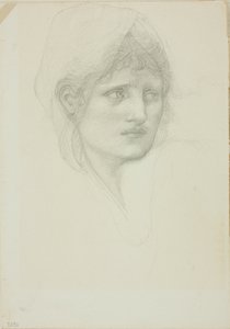 Testa drappeggiata, occhi rivolti a destra da Sir Edward Burne Jones