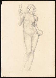 Figura Femminile Nuda con Specchio nella Mano Destra da Sir Edward Burne Jones