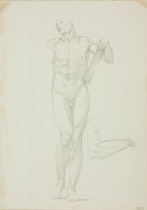 Maschio in piedi con tavoletta; schizzo separato del braccio destro da Sir Edward Burne Jones