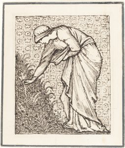 Signora che raccoglie fiori da Sir Edward Coley Burne Jones