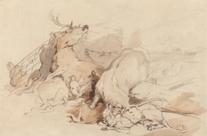 Cani e cacciatori che attaccano cervi da Sir Edwin Henry Landseer