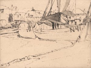 Barche sulla Senna, St. Ives, Cornovaglia da Sir Frank Short