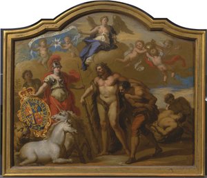Allegoria del potere della Gran Bretagna per terra, disegno per un pannello decorativo per la carrozza cerimoniale di Giorgio I