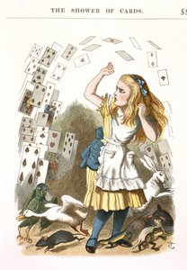 La pioggia di carte. Illustrazione per Alice nel Paese delle Meraviglie di L. Carroll, 1890