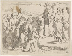 Mosè mostra le tavole della legge al popolo da Sisto Badalocchio