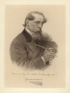 Ritratto di Charles Dickens con la sua penna (foto b/n) da Solomon (after) Eytinge