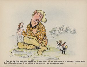 Illustrazione per "Further Doings of the Three Bold Babes" (litografia a colori) da Sophia Rosamond Praeger