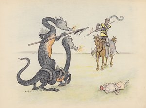Illustrazione per Little Twin Dragons di S Rosamond Praeger (litografia a colori) da Sophia Rosamond Praeger
