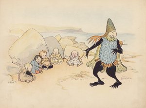 Illustrazione per Little Twin Dragons di S Rosamond Praeger (litografia a colori) da Sophia Rosamond Praeger