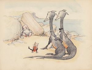 Illustrazione per Little Twin Dragons di S Rosamond Praeger (litografia a colori) da Sophia Rosamond Praeger