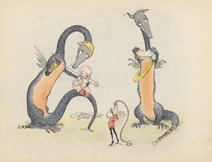 Illustrazione per Little Twin Dragons di S Rosamond Praeger (litografia a colori) da Sophia Rosamond Praeger
