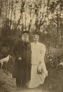 Scrittore russo Lev Tolstoj e sua moglie Sofia Tolstaya, Russia, 1895