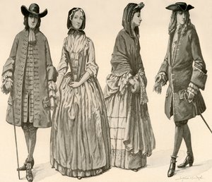 Abbigliamento durante i regni di Carlo II, Giacomo II, Guglielmo e Maria 1682-1700, 1903, 1937 da Sophie B. Steel