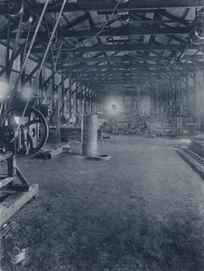 Interno, Officine dei montatori, Geldenhuis Deep Level Gold Mining Company (foto in bianco e nero) da South African Photographer