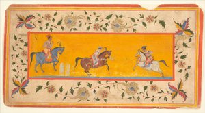 Tre giocatori di polo, c.1600-25 da South Indian School