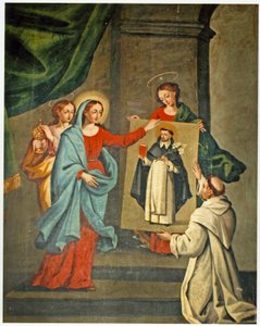 Un santo presenta un ritratto di San Domenico alla Vergine Maria da Spanish School