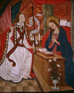 Annunciazione, pannello dalla Chiesa di San Andres di Tortura, fine 15° secolo-inizio 16° secolo da Spanish School