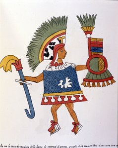 Guerriero azteco nel Codice Vaticano 3738 (Codice Vat. Rios). Facsimile del manoscritto di Pedro de los Rios, tra il 1570 e il 1589, Bibl. Vaticana da Spanish School
