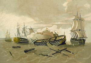 La flotta britannica attacca il Castillo del Morro, Cuba, 1761