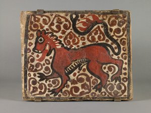 Tegola da soffitto, seconda metà del XV secolo (terracotta dipinta a scivolo) da Spanish School