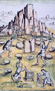 Codice della conquista del Messico: Lavoro in pietra da Spanish School