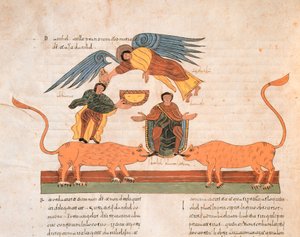 Daniele nella fossa dei leoni, dalla Bibbia Visigota-Mozarabica di San Isidoro, fol.325v., A.D. 960 da Spanish School
