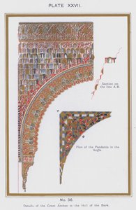 Dettagli dei Grandi Archi nella Sala della Barca (litografia a colori)