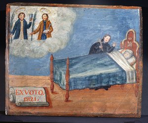 Ex Voto dedicato ai SS. Cosma e Damiano in gratitudine per la guarigione di una donna malata, 1821 da Spanish School