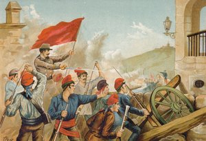 Combattimenti tra volontari repubblicani e soldati, Sarria, Barcellona, 1874 da Spanish School