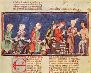 Fol.65v Costruttori di dadi, dal Libro dei giochi, scacchi, dadi e tavole, 1282