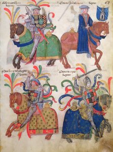Quattro cavalieri, dal Libro de Los Caballeros de la Cofradia de Santiago da Spanish School