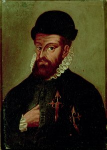 Francisco Pizarro (1478-1541) conquistador spagnolo da Spanish School