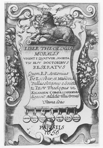 Frontespizio per Liber Theologiae Moralis, di Antonio Escobar y Mendoza, 1656