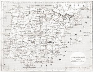Mappa della Spagna che mostra il Califfato di Cordoba da Spanish School