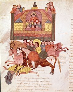 Pagina della Bibbia mozarabica: morte della regina Jezebel