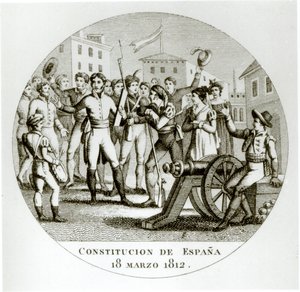 Proclamazione della Costituzione Liberale del 18 marzo 1812, dai patrioti, promulgata a Cadice dalle Cortes da Spanish School