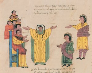 Susanna e i vecchioni, dalla Bibbia Visigota-Mozarabica di San Isidoro, fol.324v., A.D. 960