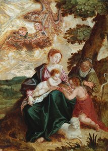 La Sacra Famiglia (olio) da Spanish School