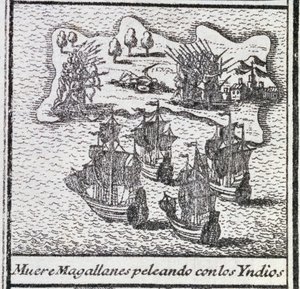 La morte di Magellano in una battaglia con gli indiani
