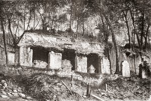 La facciata del palazzo a Palenque, Messico meridionale