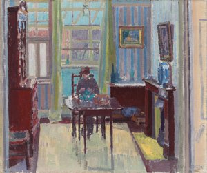 Interno della stanza al 6 di Cambrian Road, Richmond, 1914 da Spencer Frederick Gore