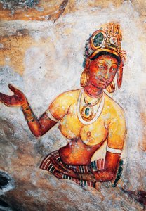 Fanciulle di Sigiriya, affresco, sito archeologico di Sigiriya (Lista del Patrimonio Mondiale Unesco)