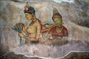 Fanciulle di Sigiriya, affresco, sito archeologico di Sigiriya (Patrimonio dell