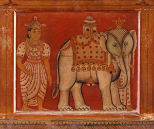 Dipinto murale di un elefante nel Tempio Subdharama, Dehiwala